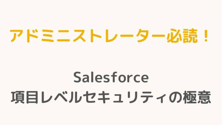 【アドミニストレーター必読！】Salesforce項目レベルセキュリティの極意